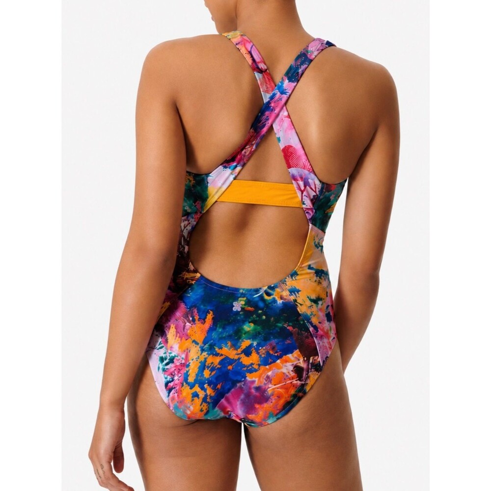 Sweaty Betty Springboard Coral Swimsuit One Piece Open Back Size Large View 4